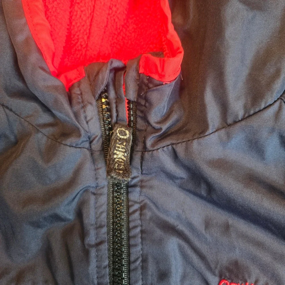 Vtg‎ OshKosh Bgosh Kids Navy Blue Red Fleece Lined Hooded Windbreaker Jacket 24M